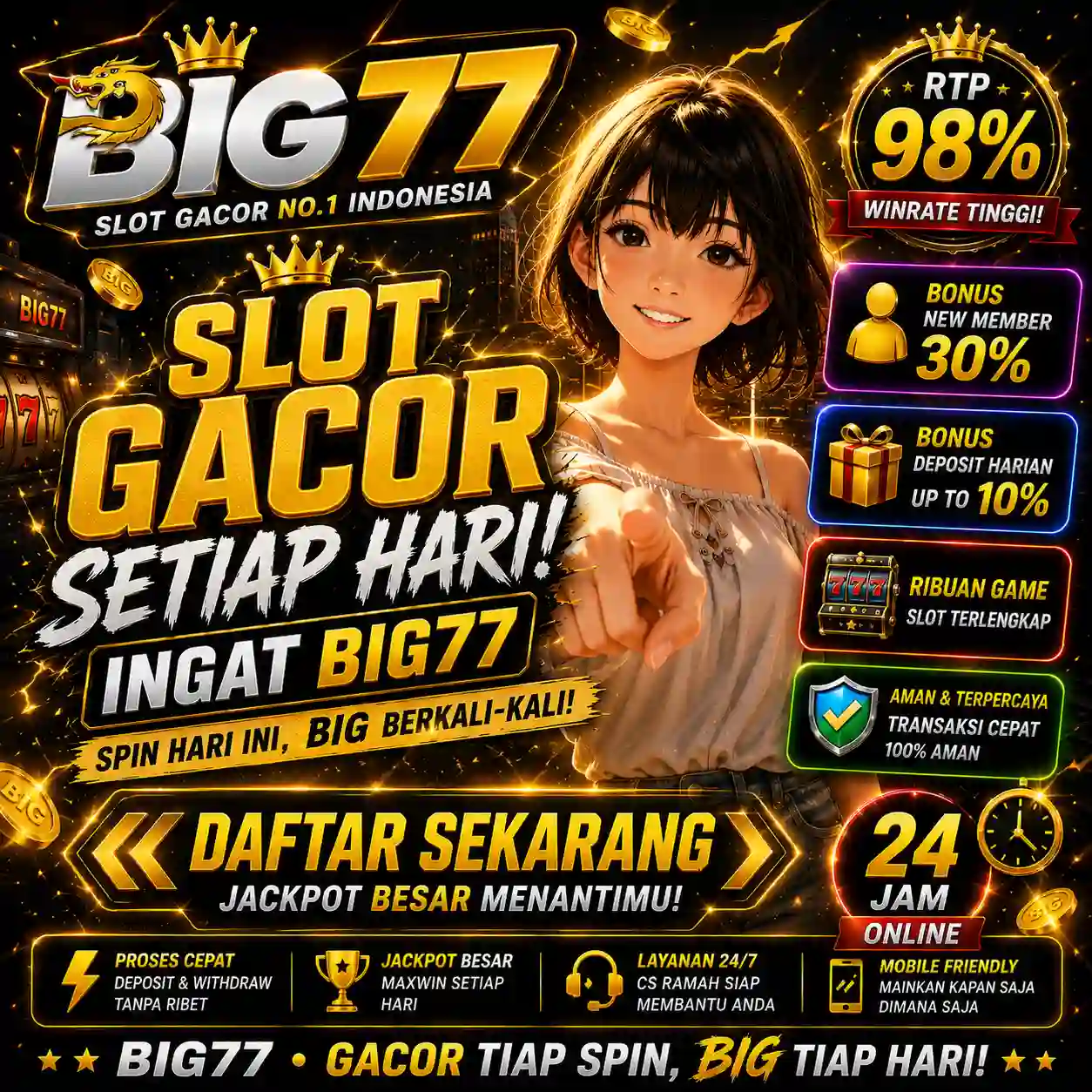 BIG77: Main Keseruan Link Slot Gacor Hari Ini Situs Mania Gampang Menang Besar